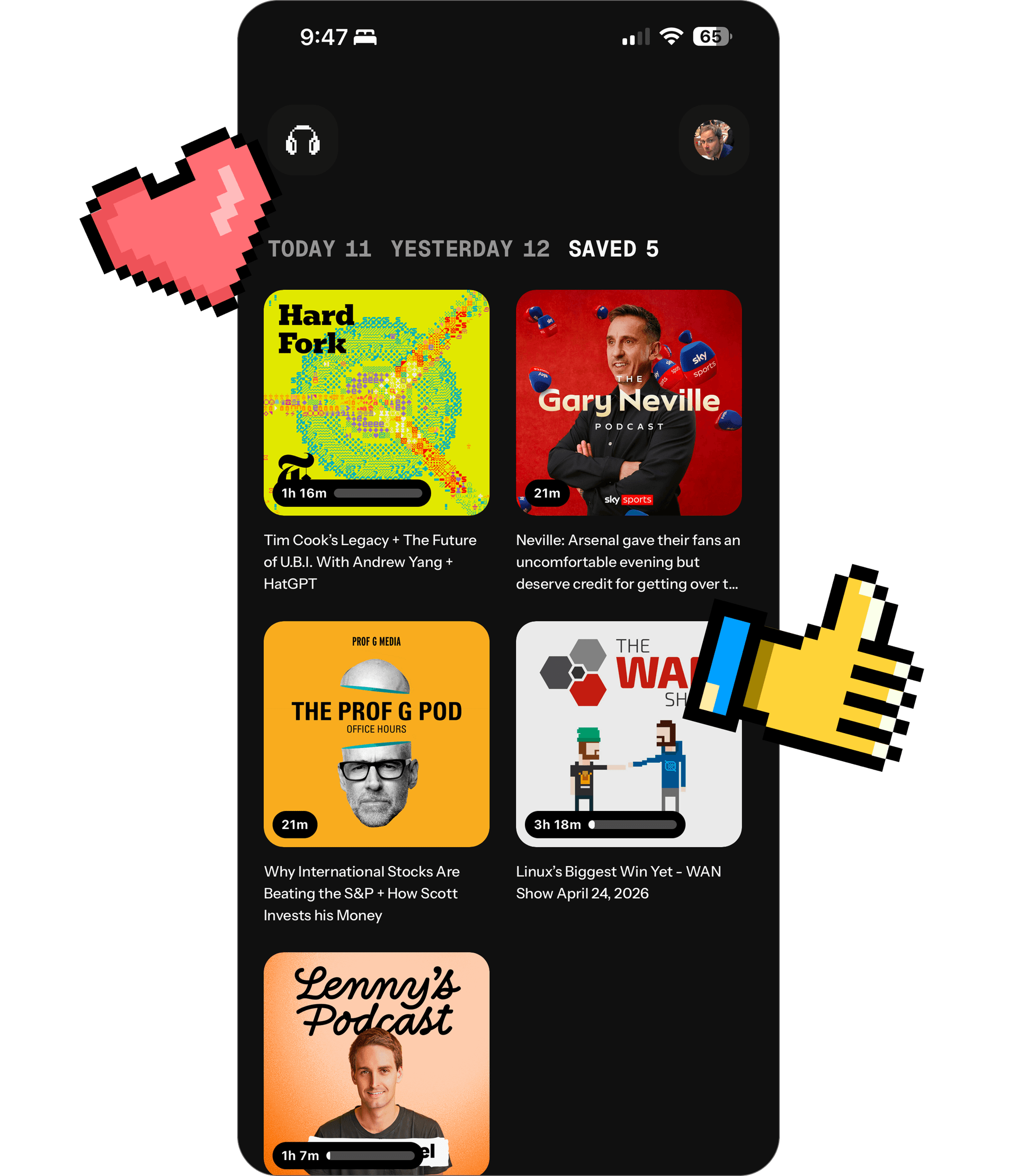Dily app homepage preview in dark mode